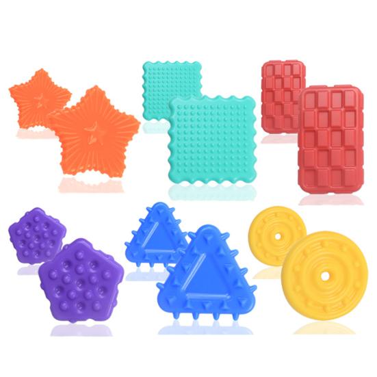 6Pcs/Set Silicone Geometric Sensory Toy Textured Rectangle Square Circle Triangle Pentagon Star Sensory Stone Anxiety Stress Relief Fidget
