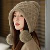 Winter Thick Velvet Knitted Hat Outdoor Warm Ear Protection Three Hair Ball Wool Hat