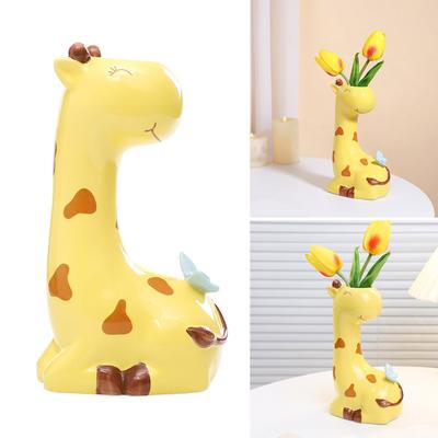 Giraffe Shape Ceramic Vase for Home Living Room Decor Dried Flower Vase Flower Arrangement Decoration Shooting Props