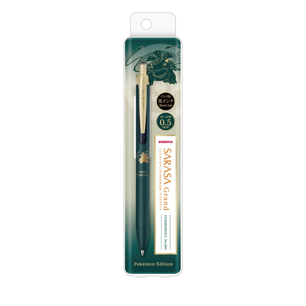 Zebra Sarasa Grand Gel Ballpoint Pen Venusaur Black Ink Green Black Barrel Limited Edition Pokémon 0.5mm P-JJ57-PO-VGB