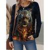 Autumn Leopard 3D Print Long Sleeve T-Shirt Women's Casual T-shirts Fashion Oversized Tops Y2K Tees Streetwear Female Clothing