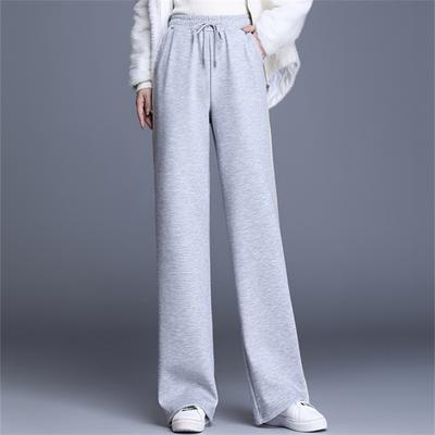 2022 herbst Winter Hohe Taille Mode Freizeit Elastische Solide Elegante Wolle Büro Damen frauen Hosen Breite Bein Hosen Frauen