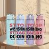 1PC Stop Wishing Start Doing Text 750ml Color Plastic Sports Water Bottle Leakproof Flip Straw Lid Suitable for Sports Office Home Use