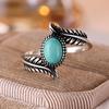 S925 Thai Silber Ringe für Männer Frauen Elegante Retro Design Breite Oval Türkis Feder Ring Hochzeit Partei Schmuck