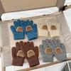 Cute Cartoon Bear Baby Gloves Winter Knitted Baby Boy Girl Warm Mittens Outdoor Windproof Children Five Finger Gloves