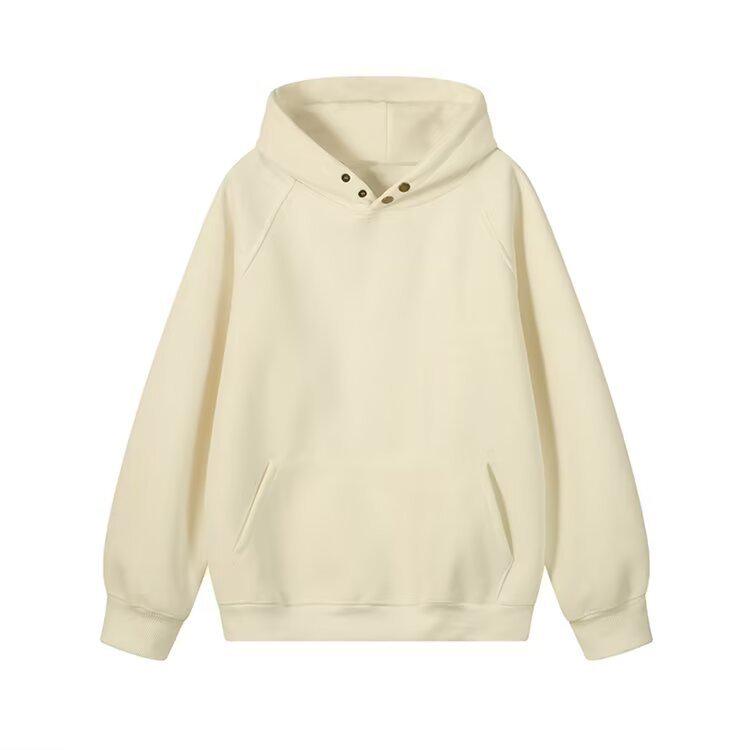 Men s 500G Heavyweight Hoodie: Spring/Autumn Button-Up, Loose Fit, Solid Color, Trendy American Style Jacket M