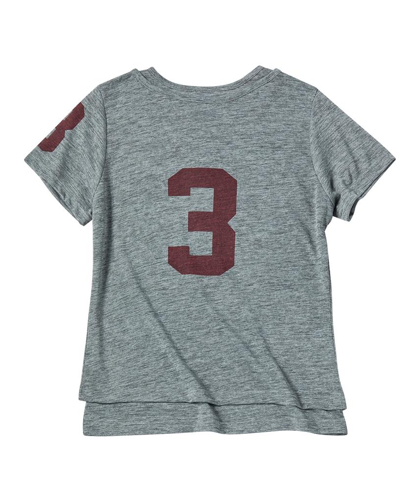 Eontaiteulseoul Untitled Numbering Layered Henley Neck Crop Short Sleeve Gray