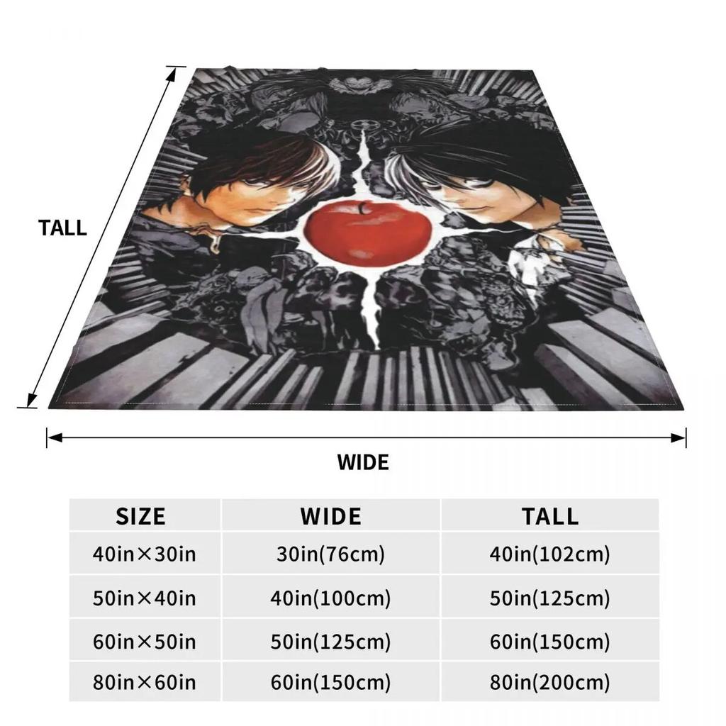Death Note Blanket Anime Apple Horror Travel Office Flannel Throw Blanket Soft Warm Bedroom Design Bedspread Gift