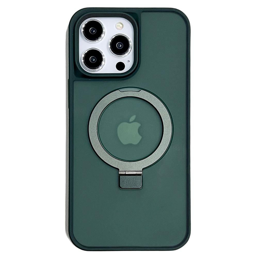 

For iPhone 15 Pro Max Case Compatible with MagSafe Skin-Touch TPU+PC Kickstand Phone Cover Army Green