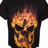 Flaming Skull T Shirt Mens Size Large Black Halloween Fire Skeleton