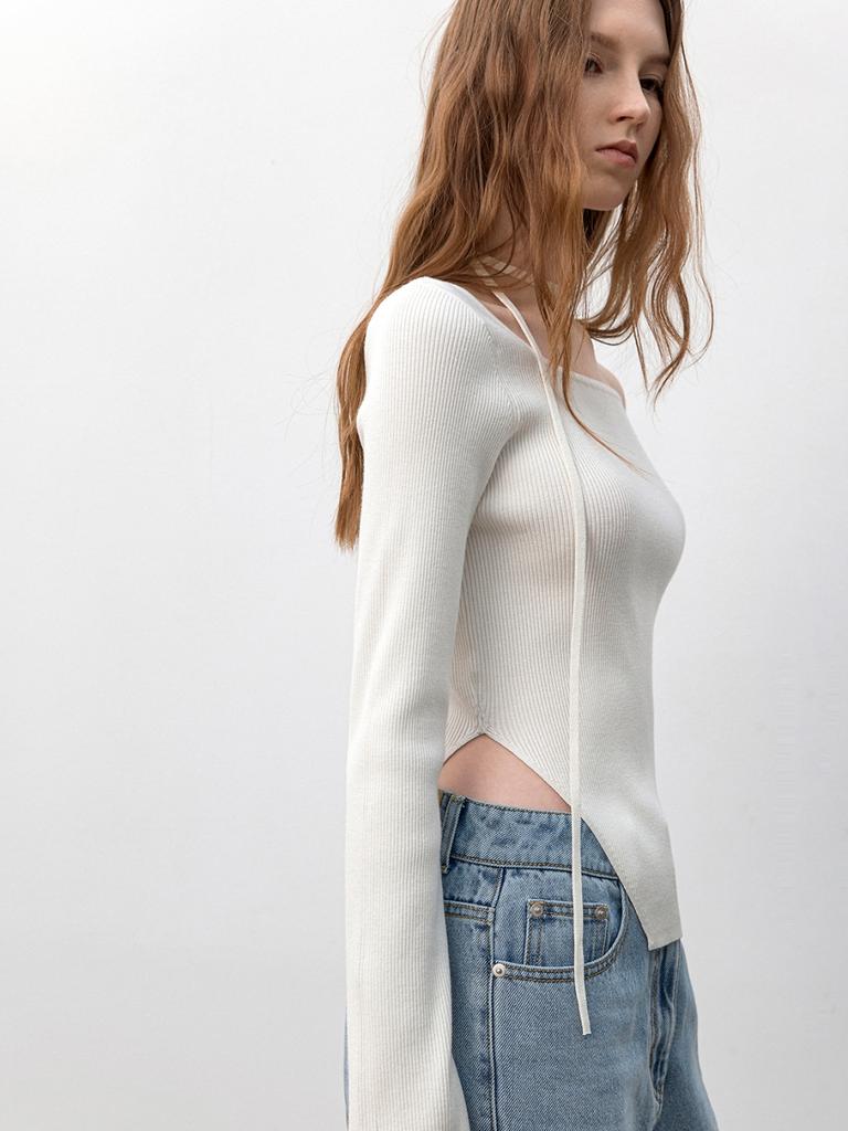 ATELIER NAIN One Off Shoulder Strap Slim Fit Knit (T-7180)