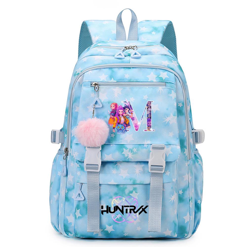 Cartoon 26 English Letters Backpack Large Capacity Bookbag Laptop Unisex Student Boy Girl School Bag Large Capacity Travel Outdoor Bag Gift