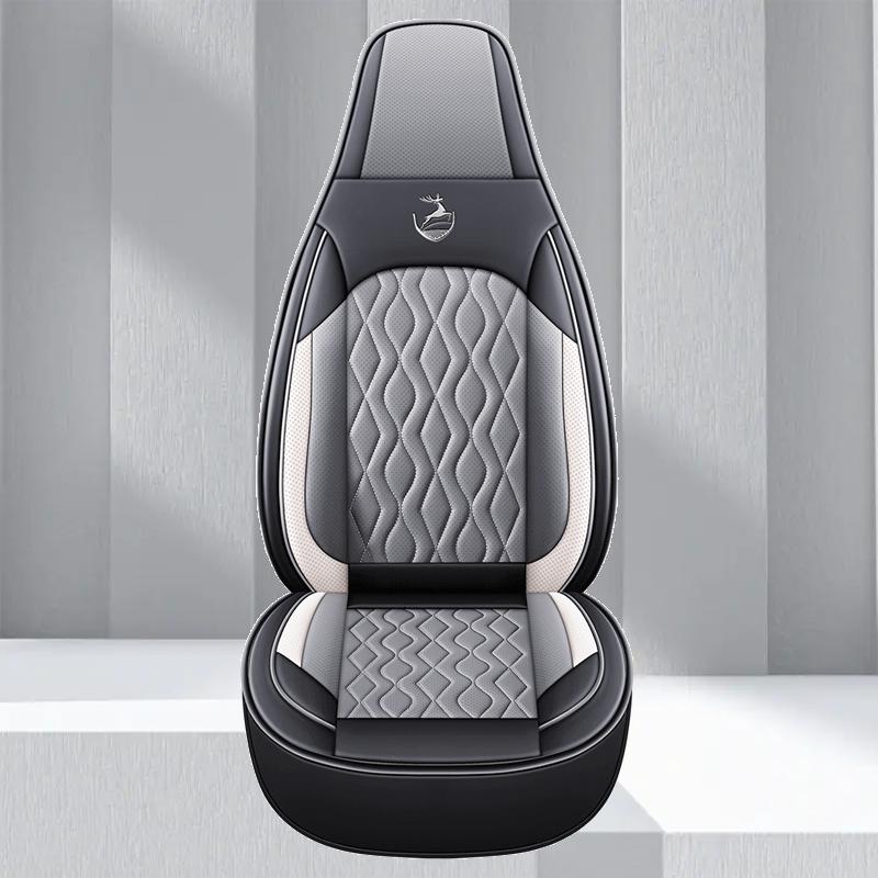 

Универсальный одинарный чехол на сиденье автомобиля - Дизайн с полным обхватом Перфорированная ПУ кожа (Дышащий и прочный), Всесезонная посадка для большинства автомобилей серый