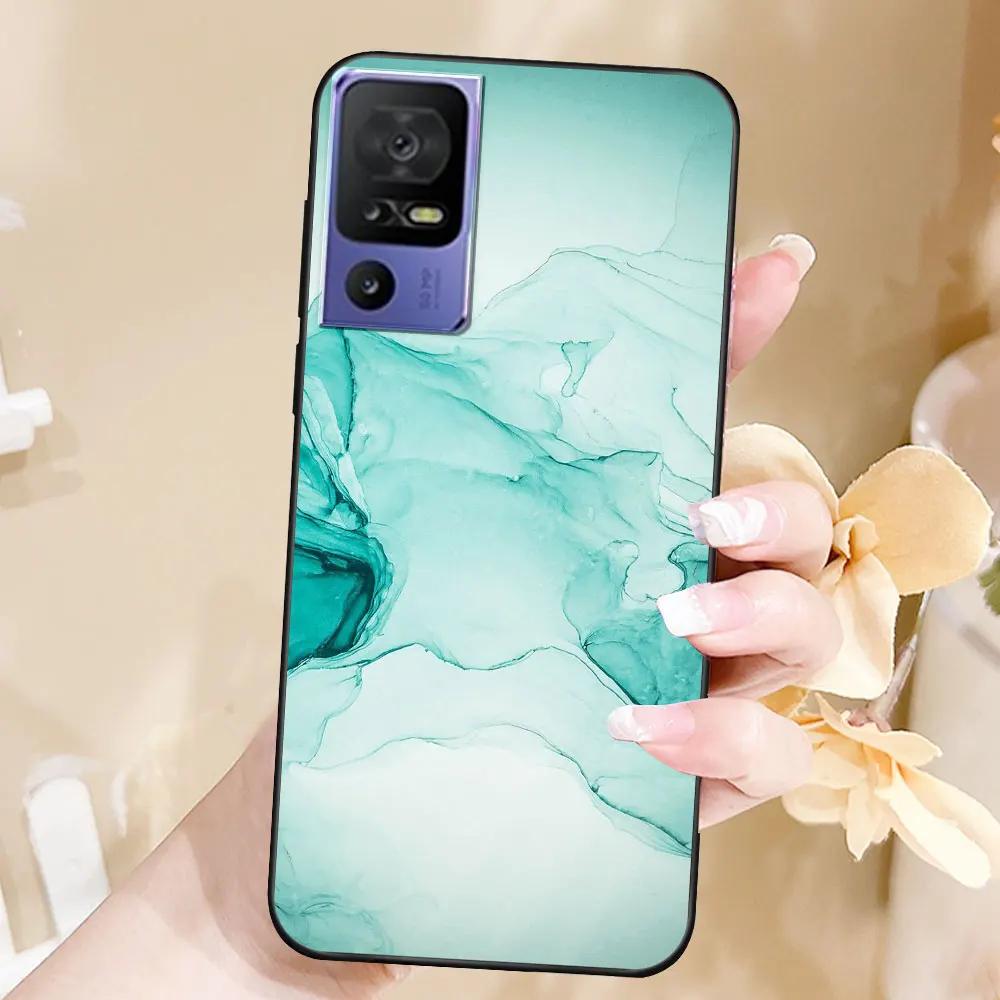 Case For TCL 40 SE Coque TPU Soft Silicone Fashion Phone Funda For TCL 40 SE Back Cover Floral Case Luxury Capa Marble Bumper