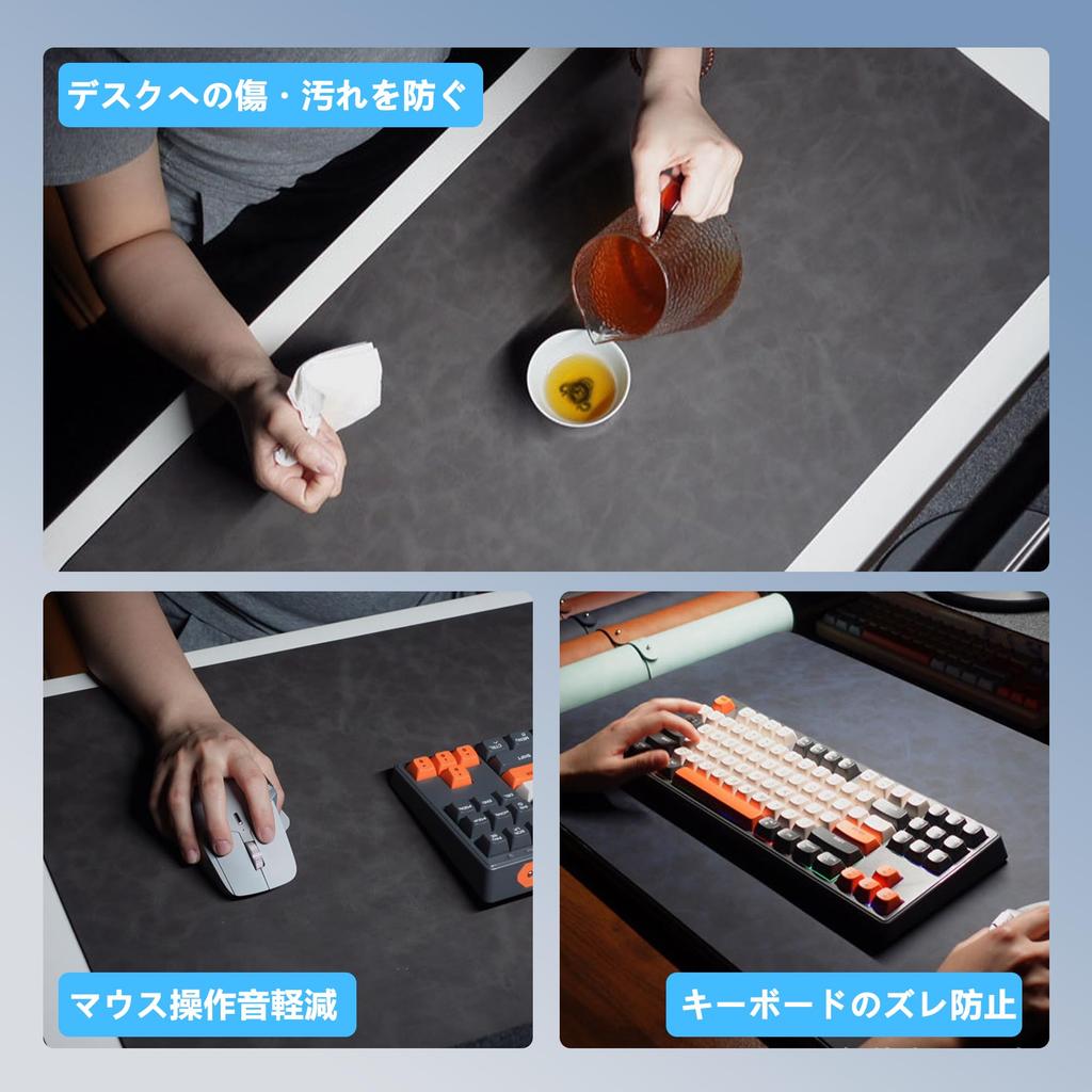 Large Cork & PVC Double-Sided Desk MatMouse Pad, 80x40cm, Mouse Compatible, Keyboard Mat, Stylish Non-Slip Desk Pad, Comfortable Desk Protector,