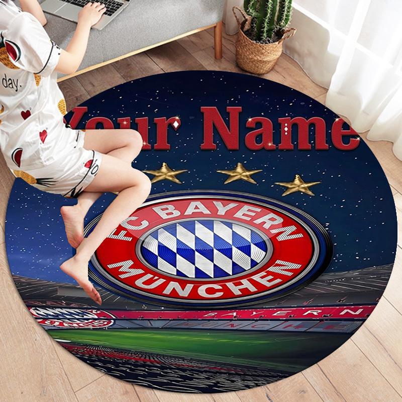 Bayern Munich Fan Gear Custom Name Round Area Rug Carpet Rug For Living Room Bedroom Sofa Playroom Decor Nonslip Floor Mat