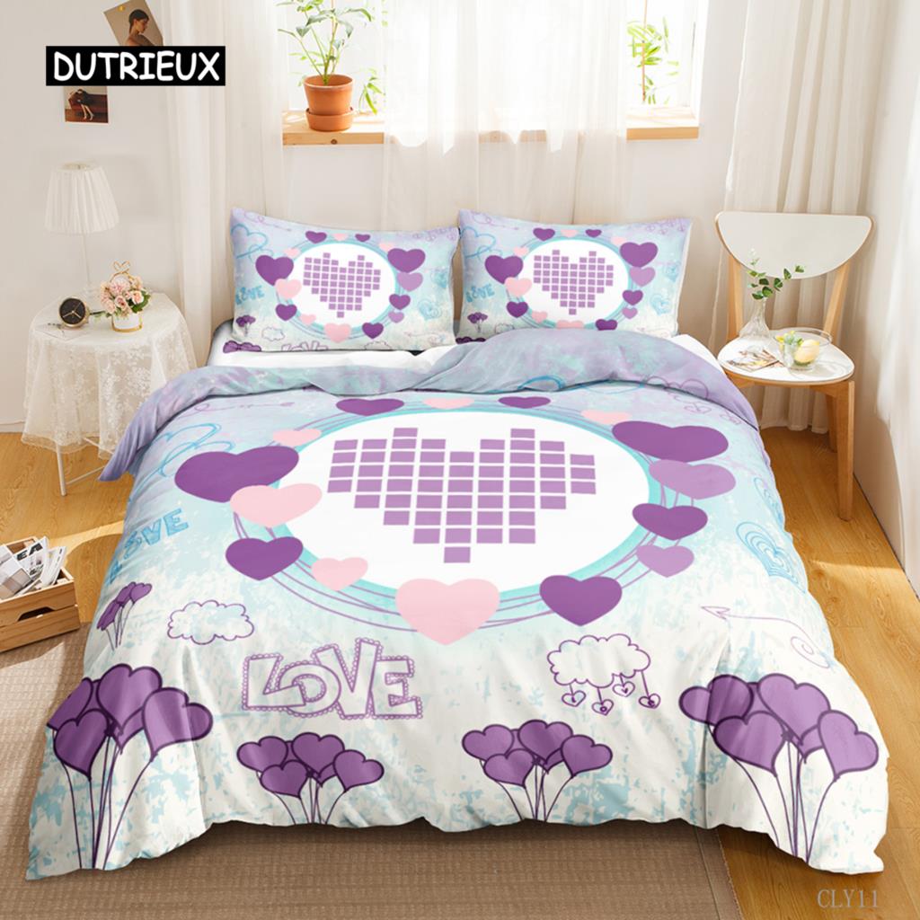 Romantic Duvet Cover Set Valentine Gift Rose Floral Bedding Queen King Size Polyester Quilt Cover
