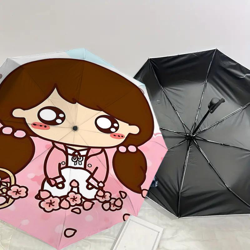 1PC Chibi Sakura Umbrella-8-Rib Reinforced, Automatic Open, Lightweight & Durable, Cute Fashion Accessory for Outdoor-Y0394