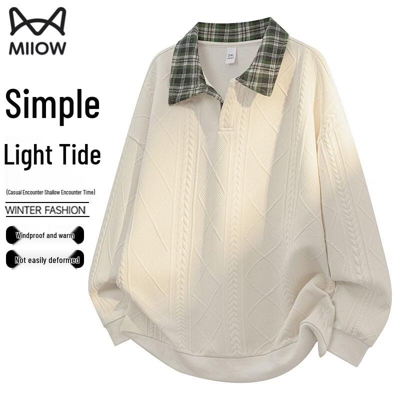 MiiOW Men s Casual Lapel Long Sleeve Sweatshirt L