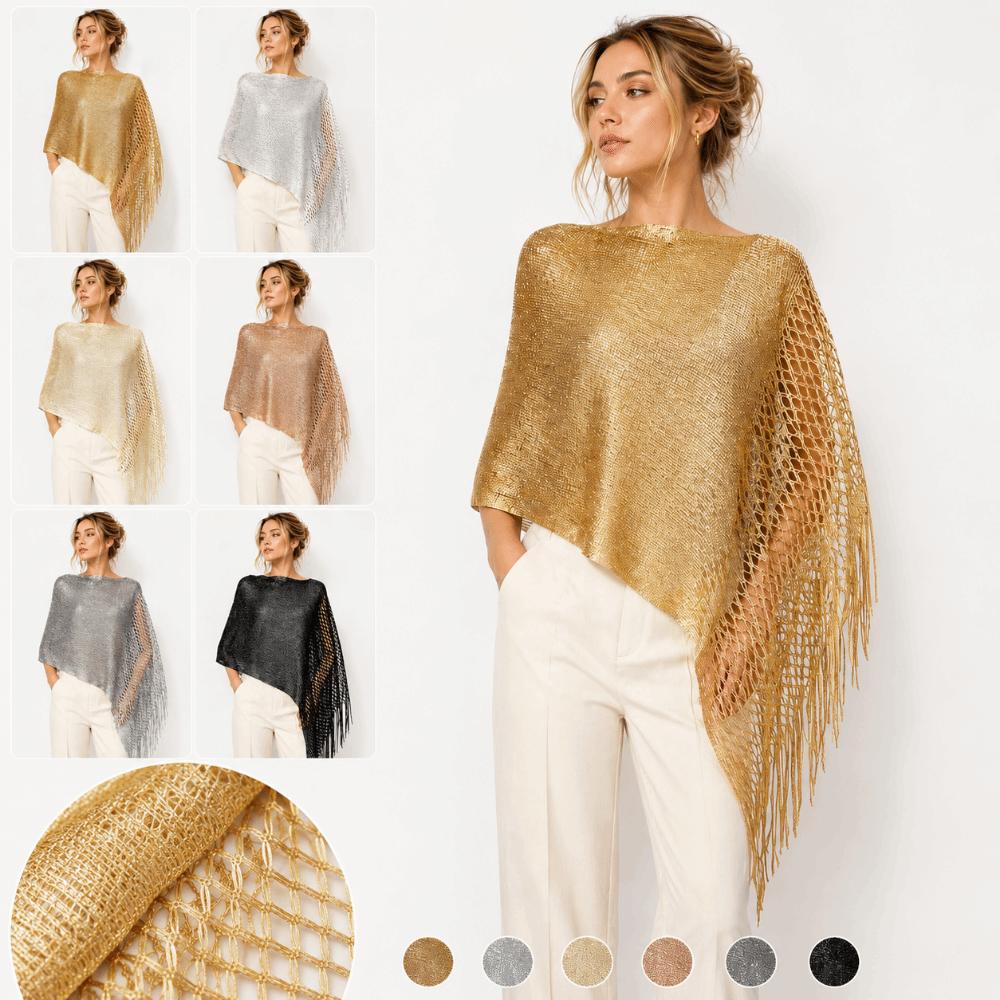 Tassel Sun Protection Shawl Solid Color Glitter Scarf Treandy Hollow Out Shawl Dinner Party