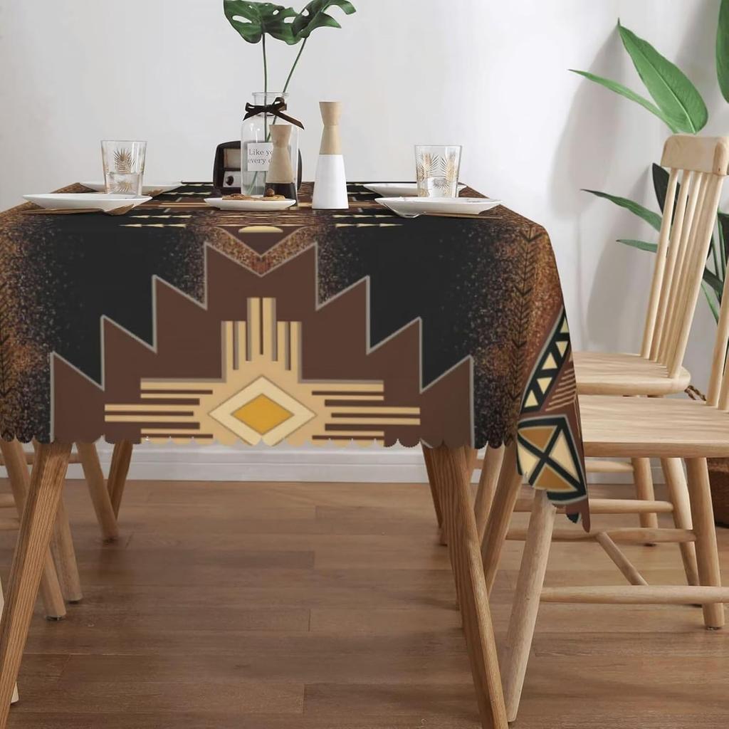Native American Vintage Geometric Rectangle Tablecloth for Table Decor Aztec Pattern Ethnic Style Dining Table Cloth Party Decor