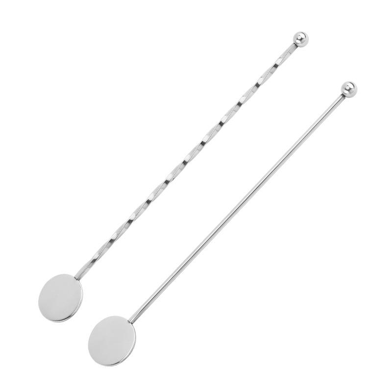 304 Stainless Steel Cocktail Stirring Spoon - Round Disc Stirrer for Milk Tea, Coffee, and Juice