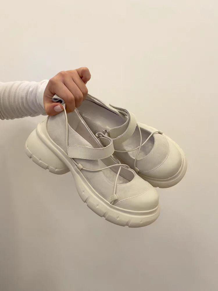 

Туфли Мэри Джейн с мелким вырезом женские лето 2025 внешнеторговые новые дышащие на толстой подошве увеличивающие рост сандалии на липучке туфли-лодочки 35