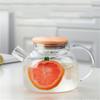 1/1.8L Transparent Glass Teapot with Bamboo Lid Heat-Resistant Glass Pitcher Thickened Glass Flower Tea pot Puer Kettle Office