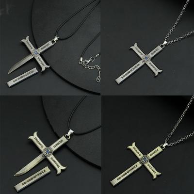 Anime Necklace Dracule Mihawk Cross Sword Pendant Choker Necklaces Men Jewelry Accessories Gift