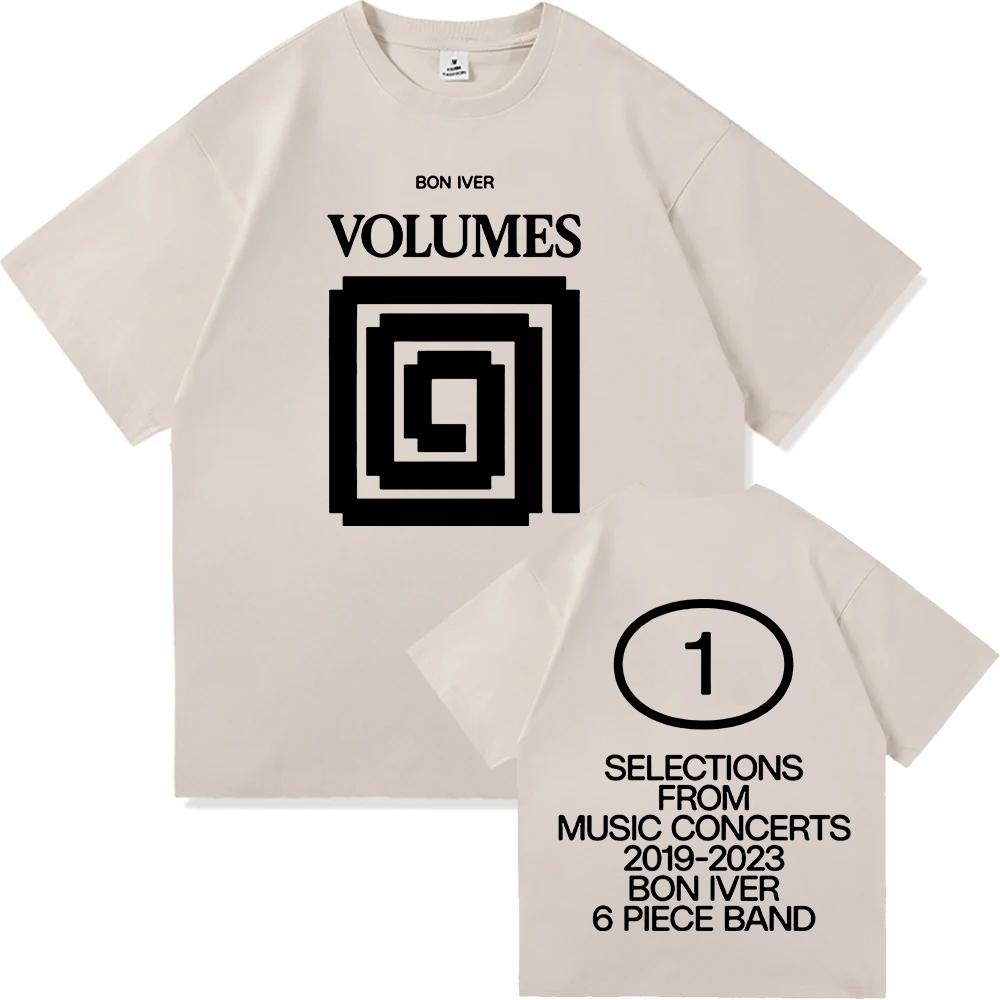 VOLUMES V1 Bon Iver Design T-shirt O-neck Summer Cotton Male Tees Unisex Streetwear Short Sleeve Loose Printing Tshirts Unisex Tops