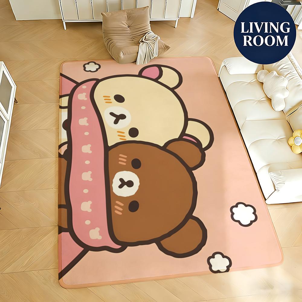 Soft Flannel Floor Mat Character Rilakkuma Floor Mat Non-Slip Absorbent Doormat Bathroom Bedroom Home Decor Rug