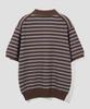 Age O.D. Collar Button Stripe Half Knit [Brown]