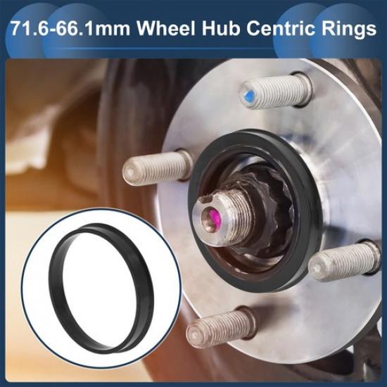 OD 716mm To ID 661mm Car Wheel Hub Centric Rings Black Polycarbonate 4 Pcs