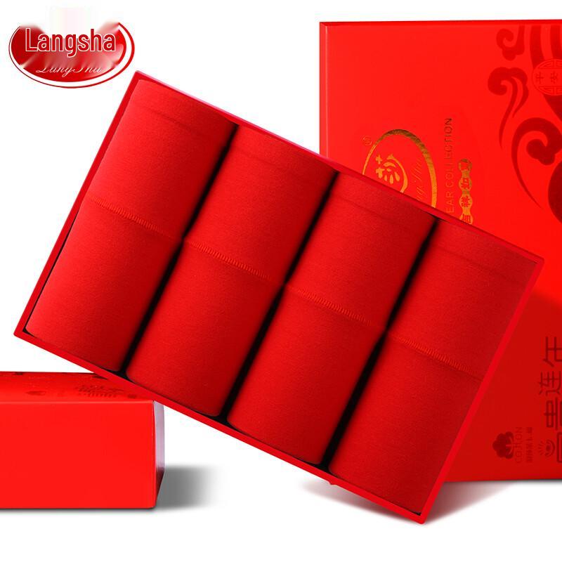 Langsha Women's Red Cotton Tummy Control Briefs 4-Pack