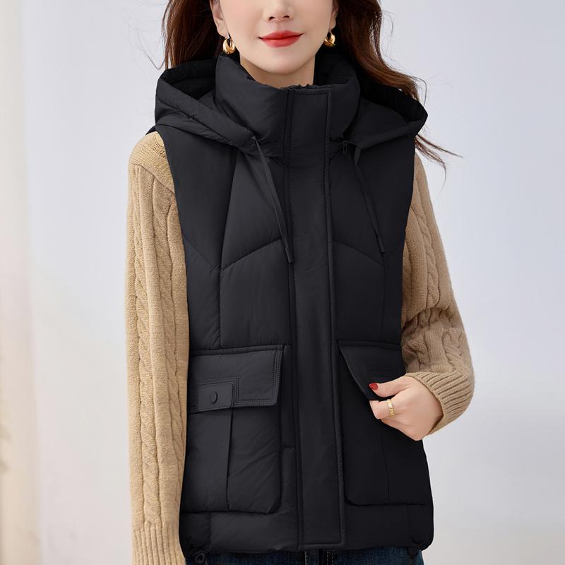 Fashion Winter Women's Warm Vest Hooded Thick Casual Sleeveless Jackets Woman Short Coats