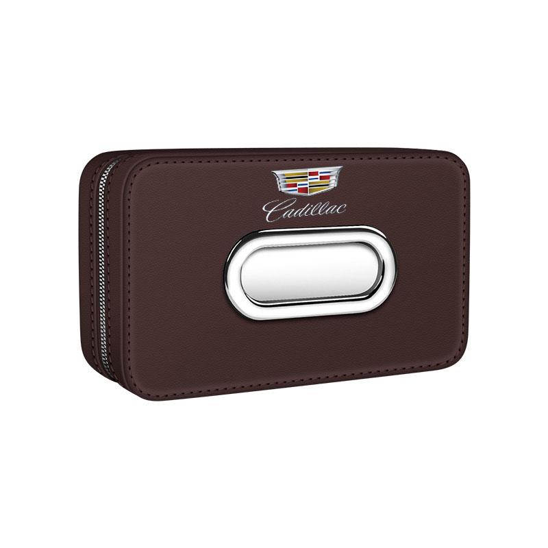 

Car Tissue Box Holder PU Leathe Center Console Armrest Mount Napkin Case Fit Road Trip Organizer Easy Install For Cadillac
