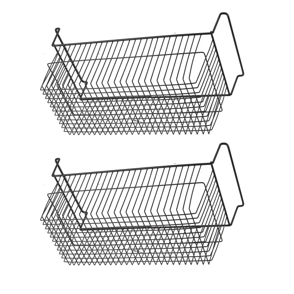 2Pcs Chest Freezer Organizer Bins Deep Basket Stackable Storage Rack Metal Wire Black L63cm X W27cm