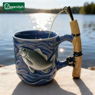 The Angler's Dream Ceramic Mug 3D Milk Coffee Cup Creative Breakfast Cups Fishing Enthusiast Birthday Gift