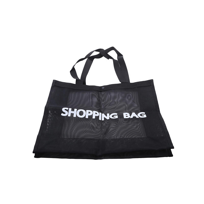 

1PC Shopping Black Letters Simple Tote Net Bag Multi-functional Shoulder Bag For Beach Vacation Wash Storage High Quality