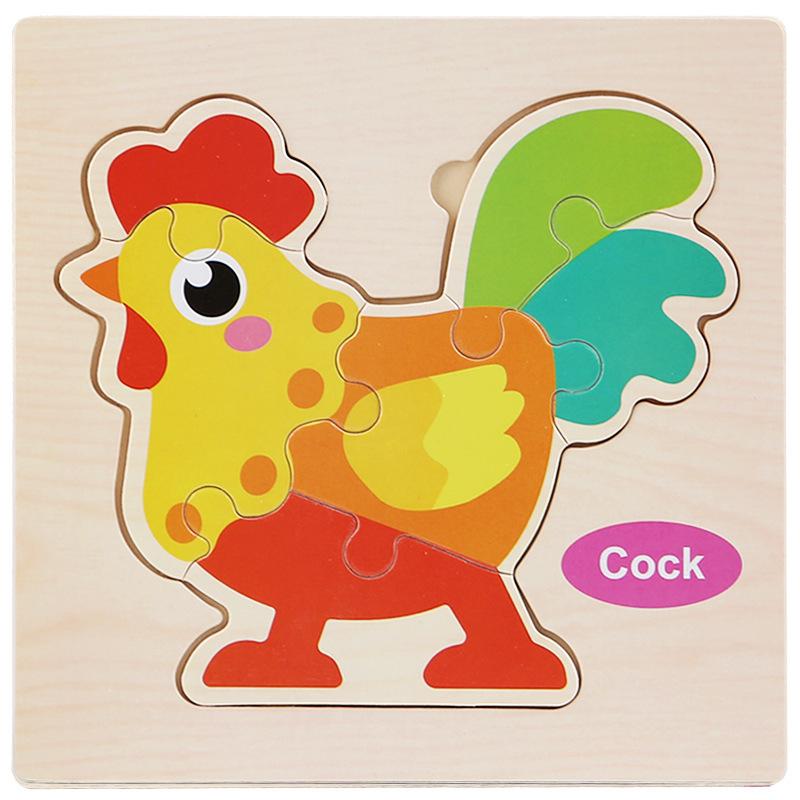 Wooden Cartoon Animal & Transport Puzzle for Toddlers, Educational Toy for Ages 2-3