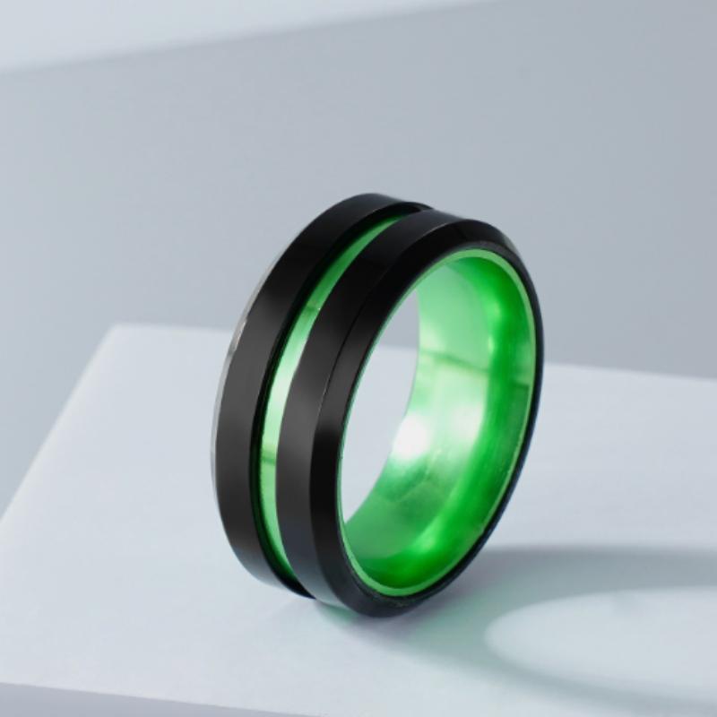 New Hot Selling Stainless Steel Autumn Men Elegant Red Black Ring For Men Jewelry Gifts Size 6-13