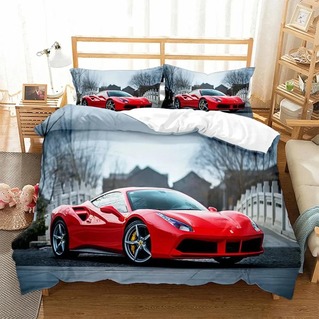 3D Print Sports Car Children'S Favorite Comfortable Duvet Cover Pillowcase Bedding Set Children Bedroom Decoration Home Textile