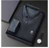 Men's Autumn/Winter Faux Two-Piece Fleece Polo Base Layer Shirt