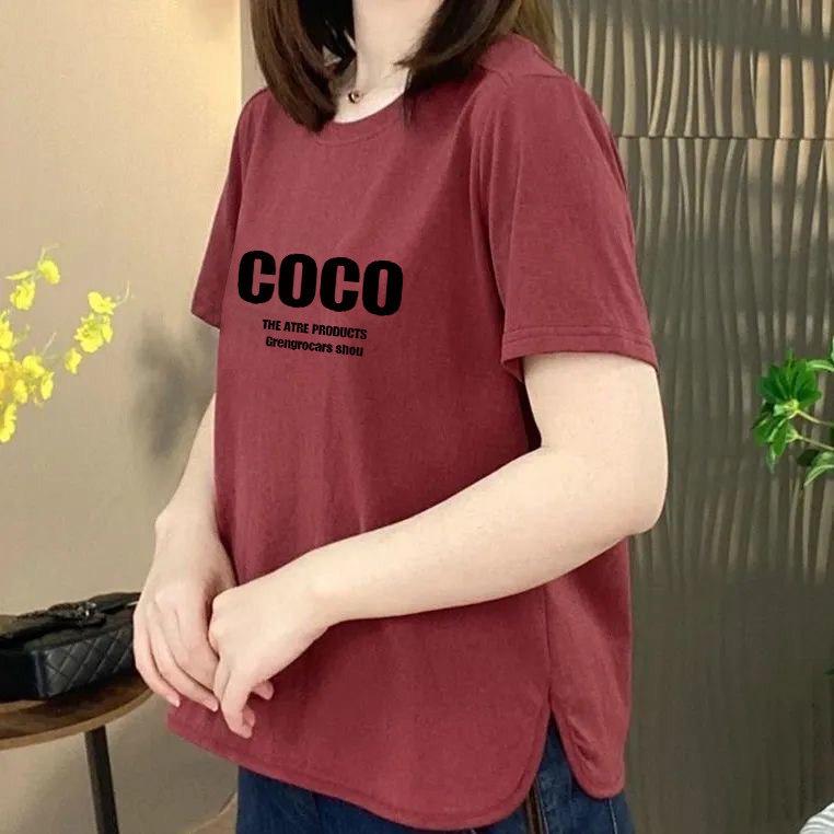 

High-end Women s Summer Short-sleeved T-shirt – Loose, Slimming, Belly Concealing Casual Top for Middle-aged Moms Medium