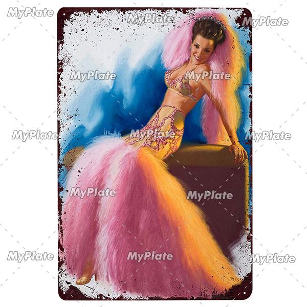 Beauty Woman Metal Sign Bar Pub Decor Plaque Metal Vintage Crafts Home Decor Painting Plaques Art Pinup Poster