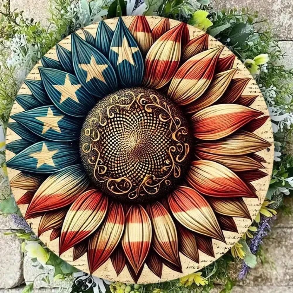 Metal Tin Wall Art Sign, Vintage American Flag Rustic Decor Gift for Home