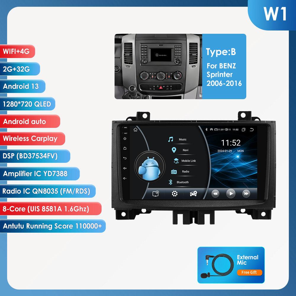 OSSURET Car Radio for Benz Sprinter Volkswagen Crafter 2006 - 2016 Wireless Carplay Android Auto Multimedia GPS Autoradio 360 Cam SWC BT