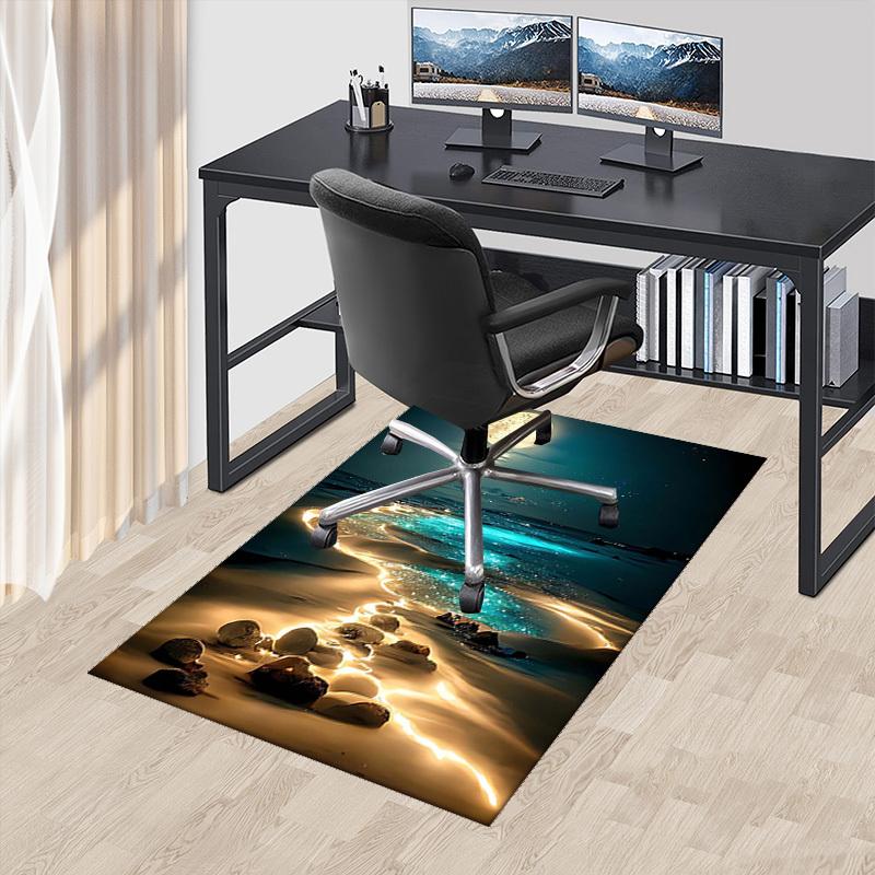 

1pc Anime Cartoon Design Office Chair Mat - Full Moon Beach Scene, Non-Slip Carpet for Home Decor, Suitable for All Seasons.A084 60cm by 90cm