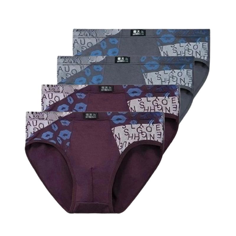 4 Stück Herren Modal Slips Mittelhoch Bedruckte Unterwäsche Atmungsaktiv Weich Männliche Dreieckslips Für Jugendliche Tägliches Tragen L XL XXL 3XL 4XL 5XL