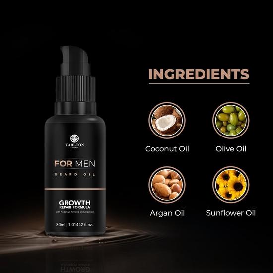 Carlton London Men Beard Oil I Made of Sunflower Seed, Sweet Almond, and Olive Fruit Oils and Vitamin E I 1x30ML Best for Men and Boys